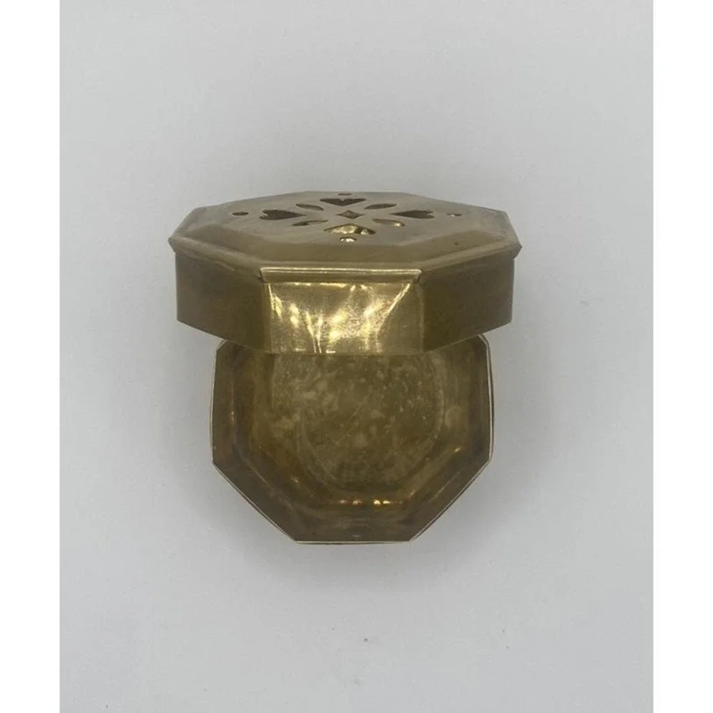 Vintage Brass Heart Cutout Octagon Trinket Box | Keepsake Jewelry Dish